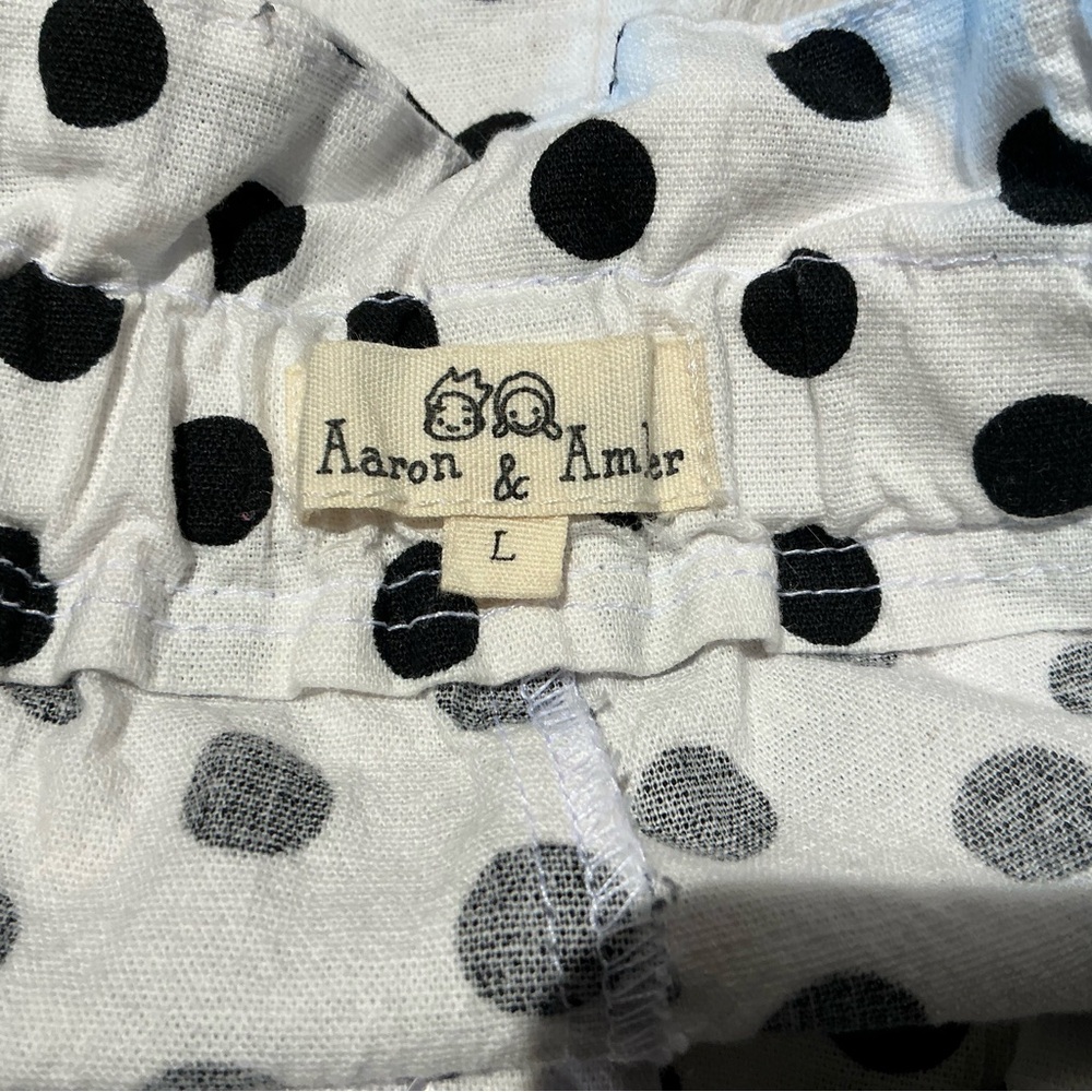 Aaron & Amber Womens White Black Polka Dot High Waist Shorts Cotton Beach Size L - Picture 11 of 12